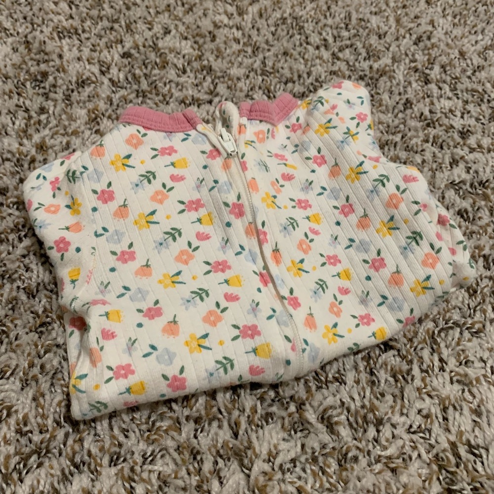 Organic cotton baby girl footie pj’s